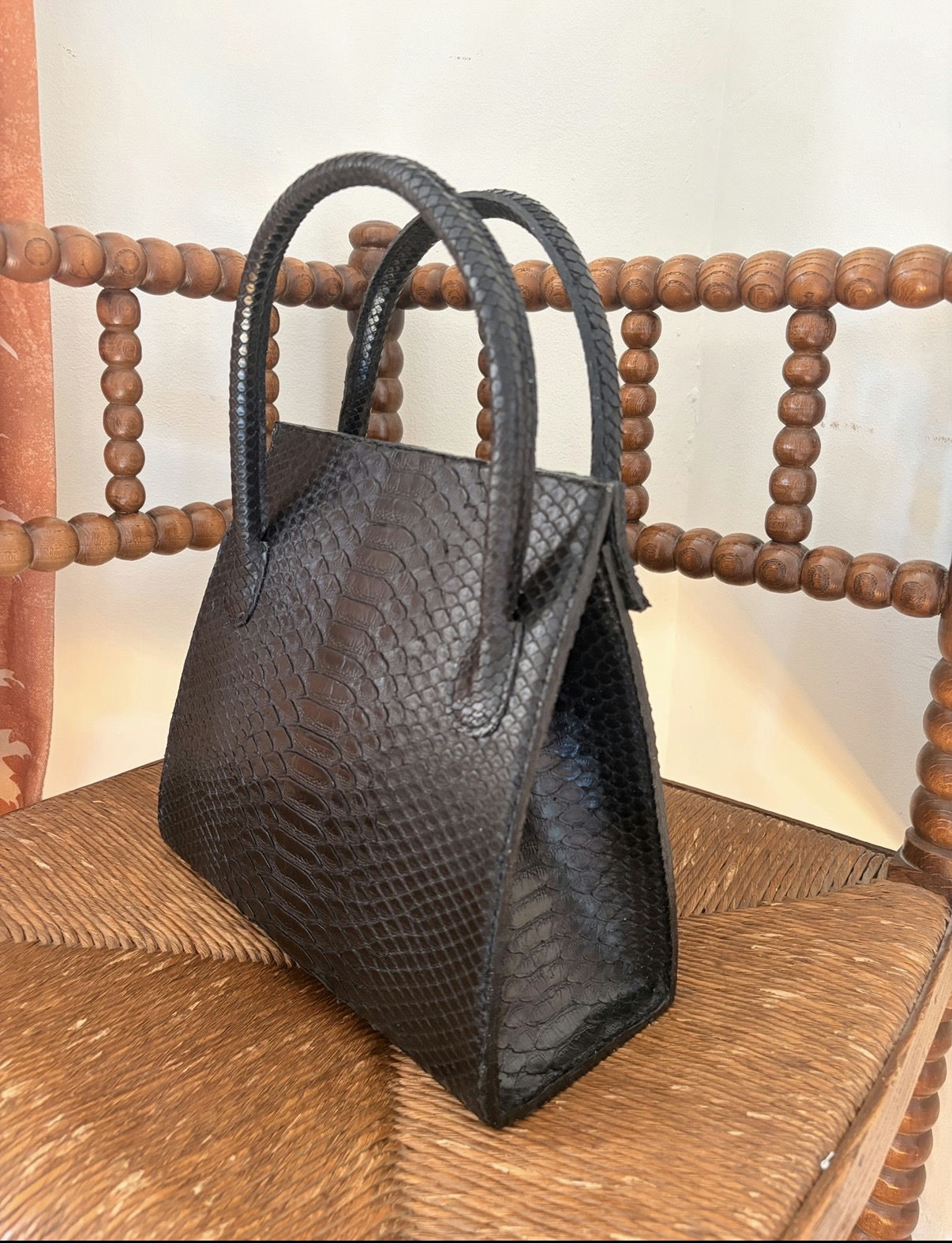 Black Python Skin Leather Purse