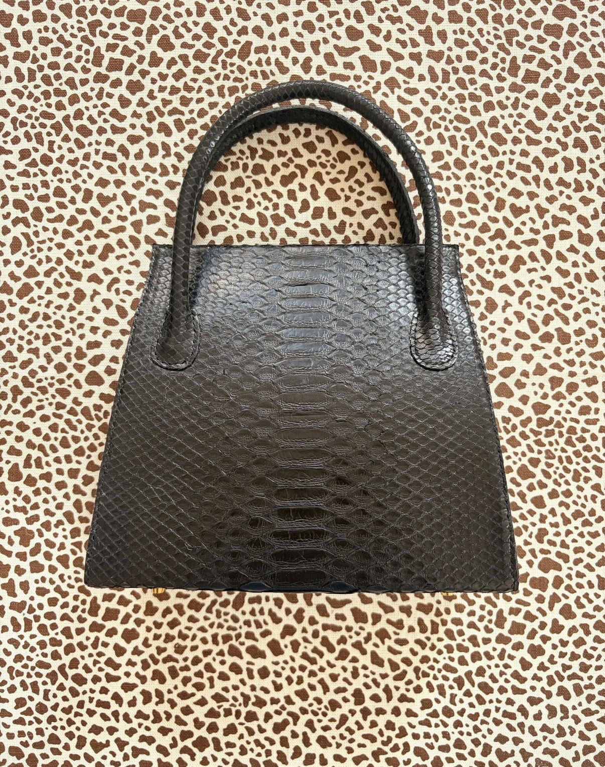 Black Python Skin Leather Purse, view 2